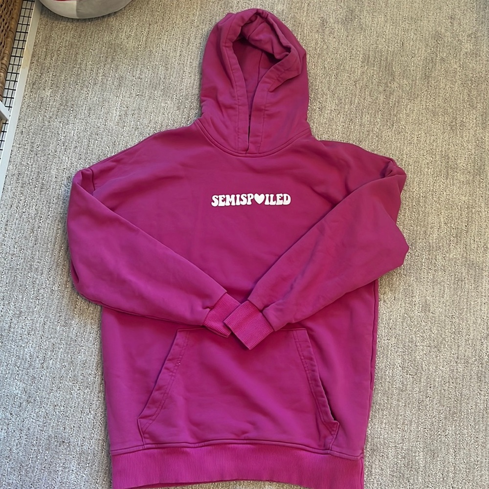 pink semispoiled (“love that for you”) hoodie